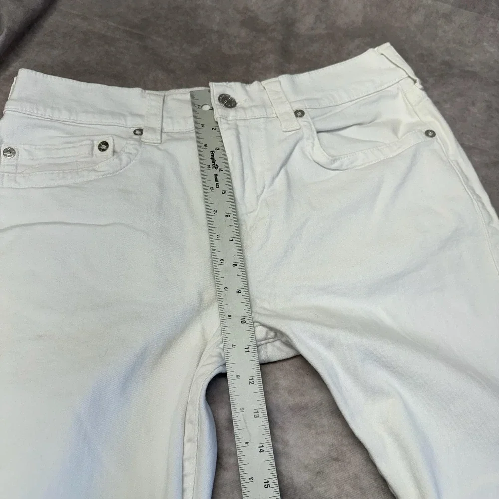 True Religion Jeans Mens 34x32 White Rocco Relaxed Skinny No Flap Denim Stretch